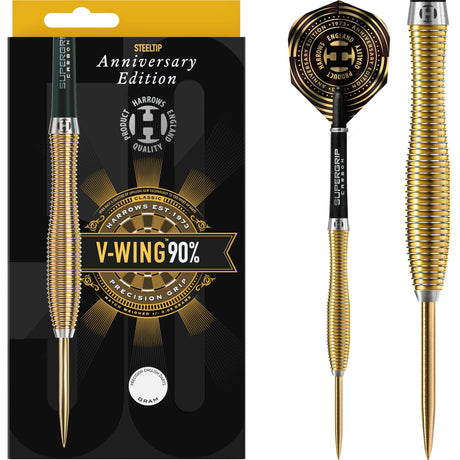 Harrows V Wing Darts - Steel Tip - 90% - Anniversary Edition - Gold Titanium 21g