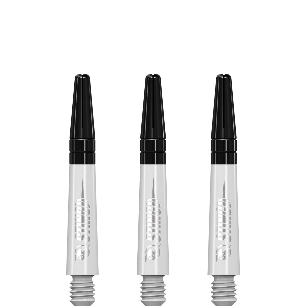 Ruthless Sting Dart Shafts - Polycarbonate - Solid White - Black Top Short