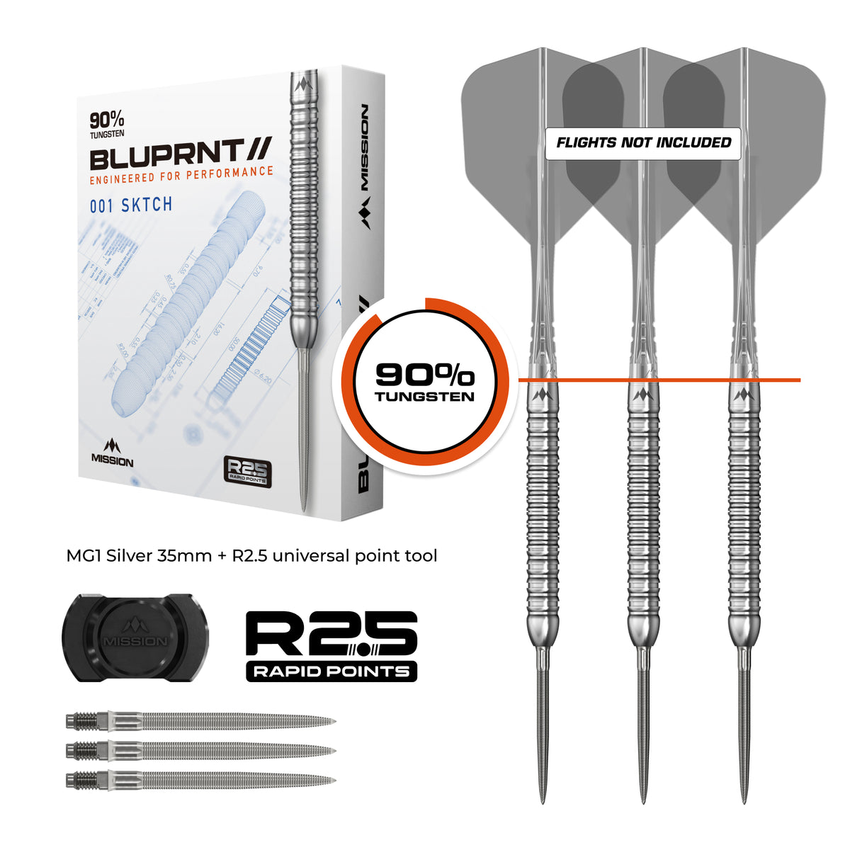 Mission BLUPRNT R2.5 Darts - Stahlspitze - 90% Tungsten - SKTCH