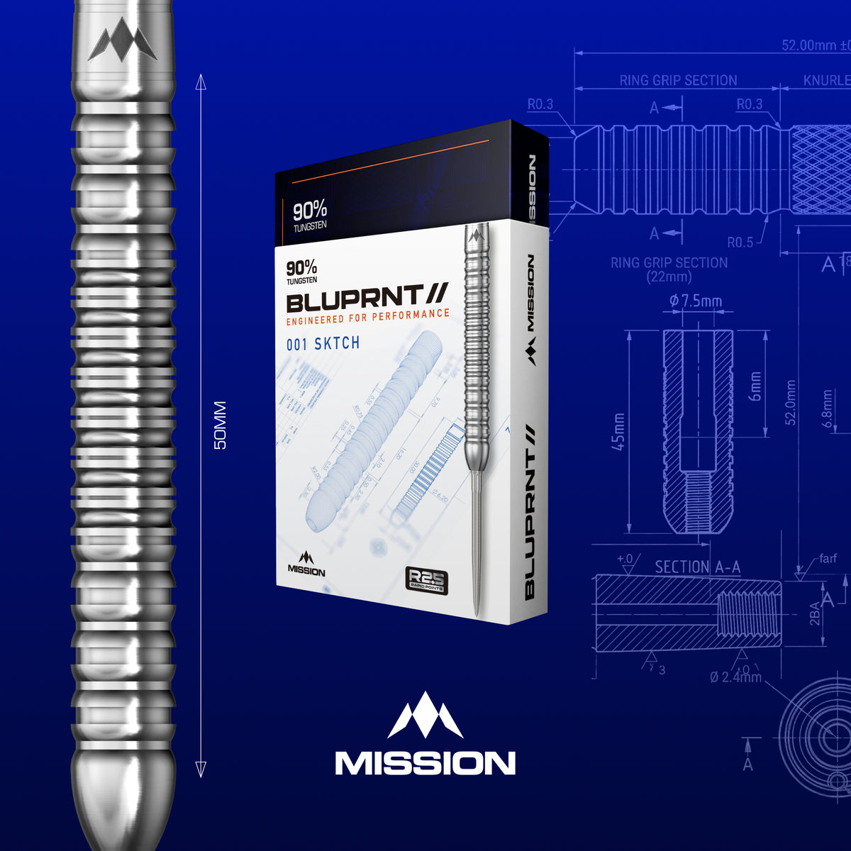 Mission BLUPRNT R2.5 Darts - Stahlspitze - 90% Tungsten - SKTCH