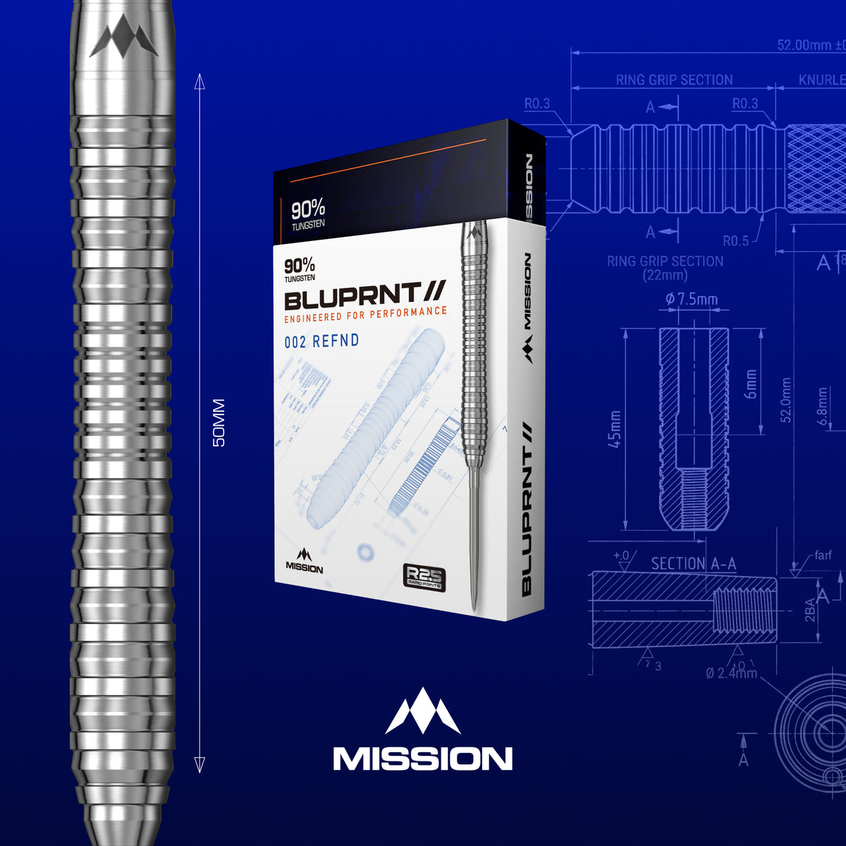 Mission BLUPRNT R2.5 Darts - Stahlspitze - 90% Tungsten - REFND