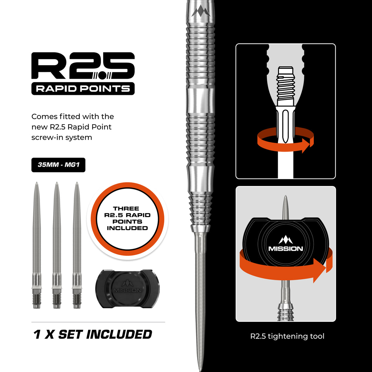 Mission BLUPRNT R2.5 Darts - Stahlspitze - 90% Tungsten - DSGND