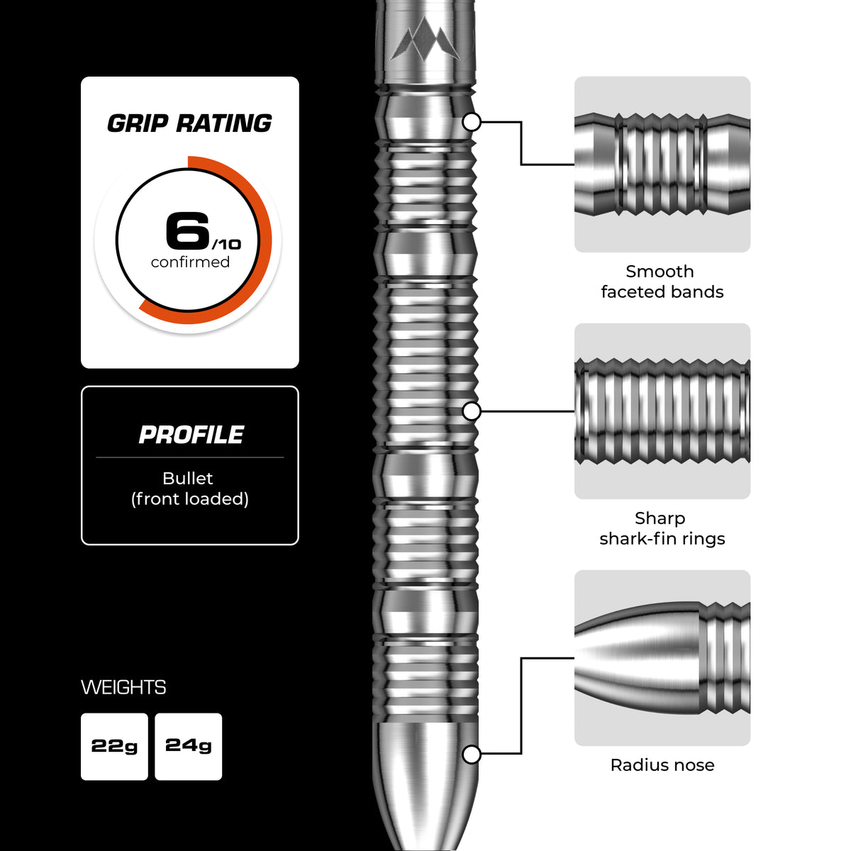 Mission BLUPRNT R2.5 Darts - Stahlspitze - 90% Tungsten - SHAPD