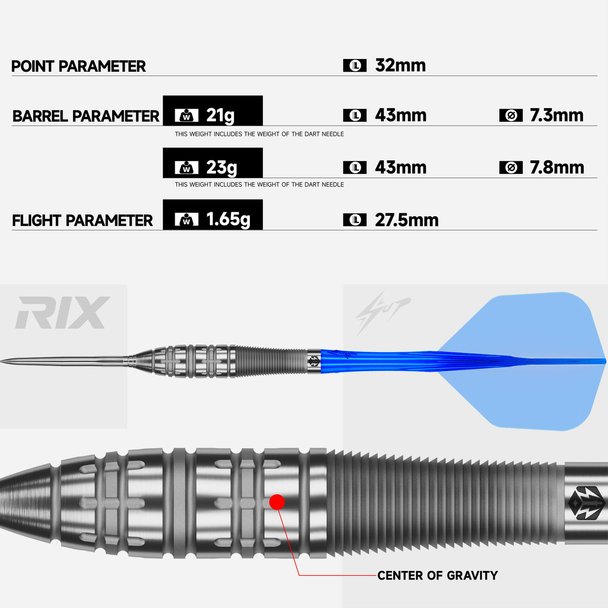 Caliburn Rix Darts - Stahlspitze - 90% Tungsten - R5