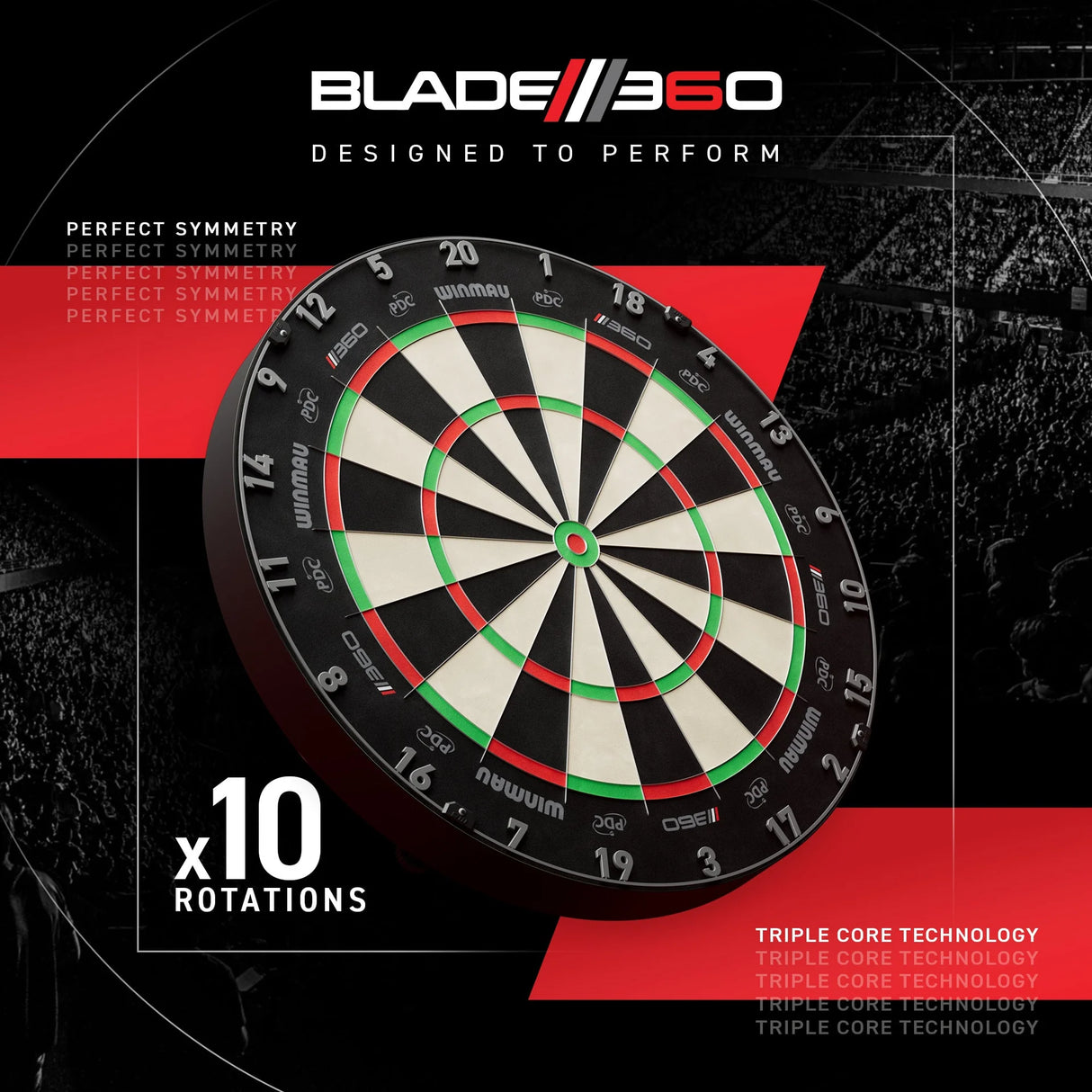 Winmau 360 Dartboard – Blade-Drahtsystem – Afrikanisches Sisal – Profi-Qualität