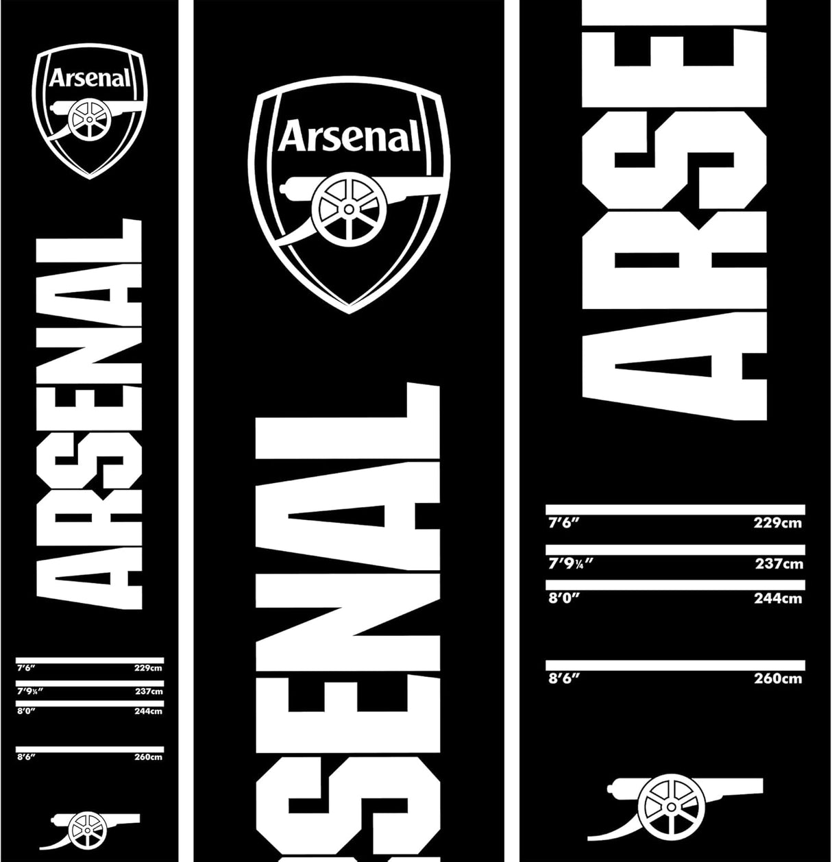 Arsenal FC Dartmatte – offiziell lizenziert – Teppich-Dartmatte – 290 cm x 60 cm – Schwarz – Gunners