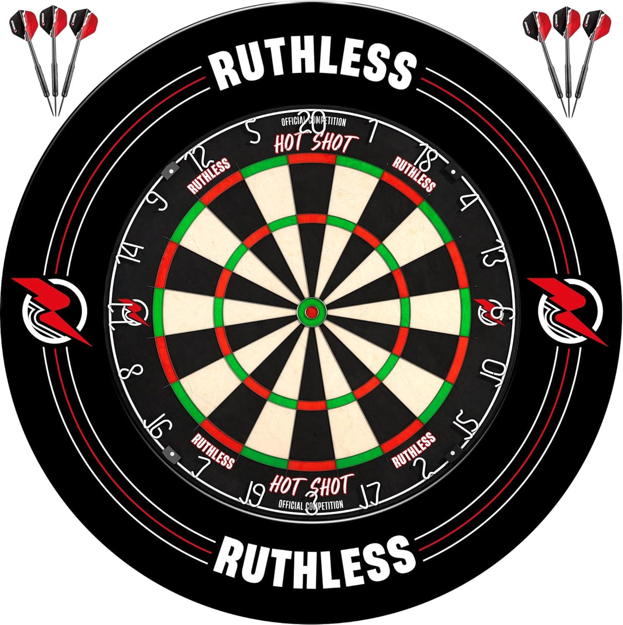 Ruthless Hotshot Home Darts Centre – HDC – inkl. Dartscheibe, Surround und 2 Dart-Sets