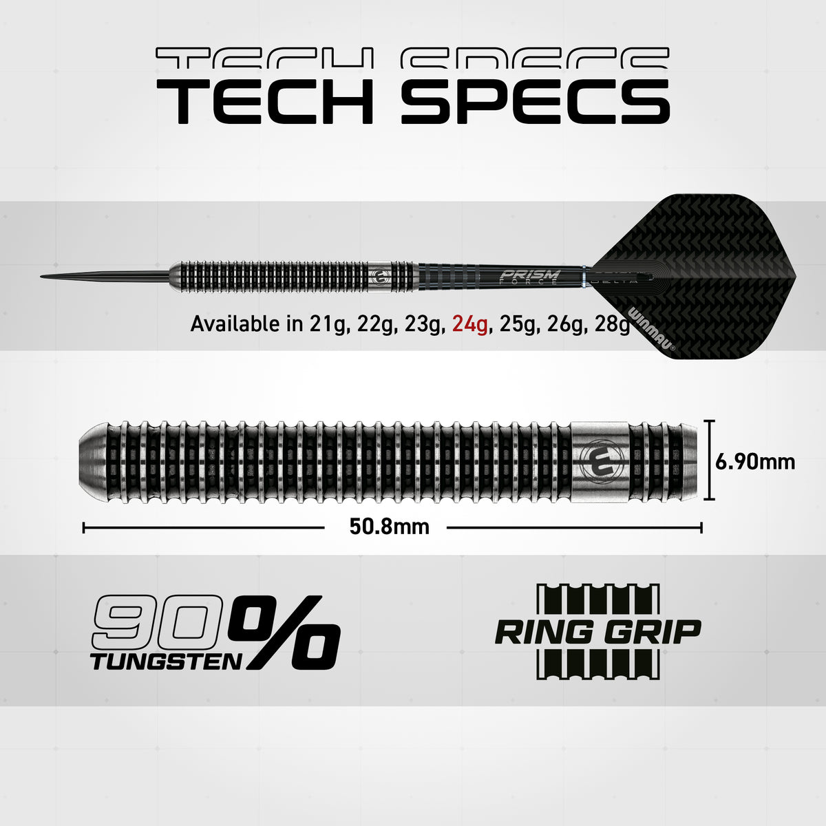 Winmau Blackout Darts - Stahlspitze - 90% Tungsten - Stil 2