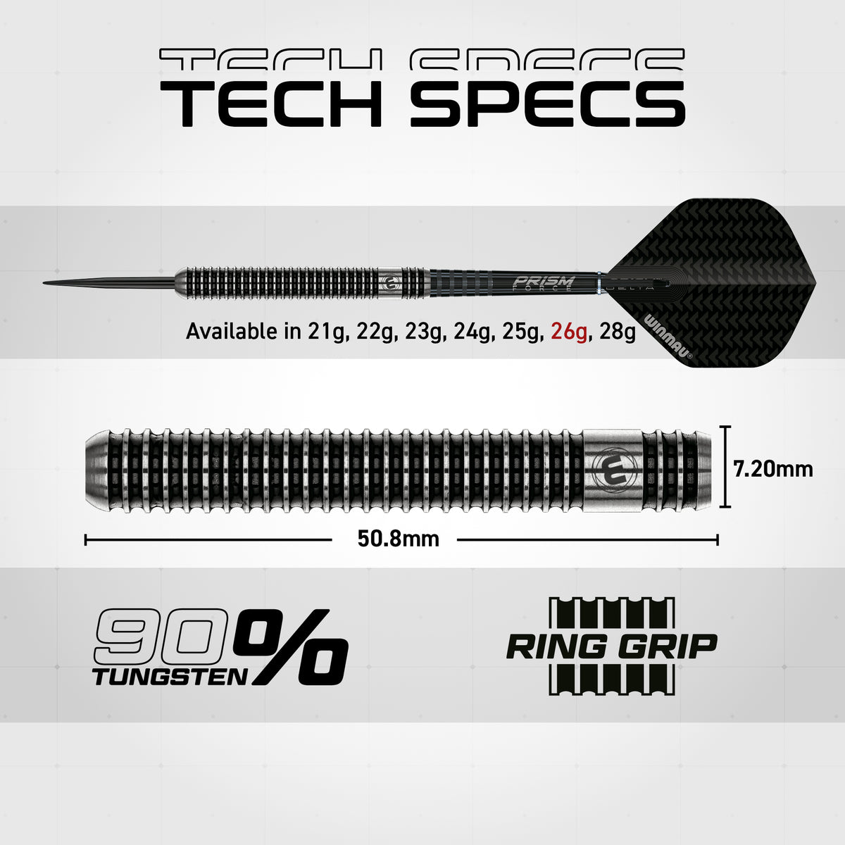 Winmau Blackout Darts - Stahlspitze - 90% Tungsten - Stil 2