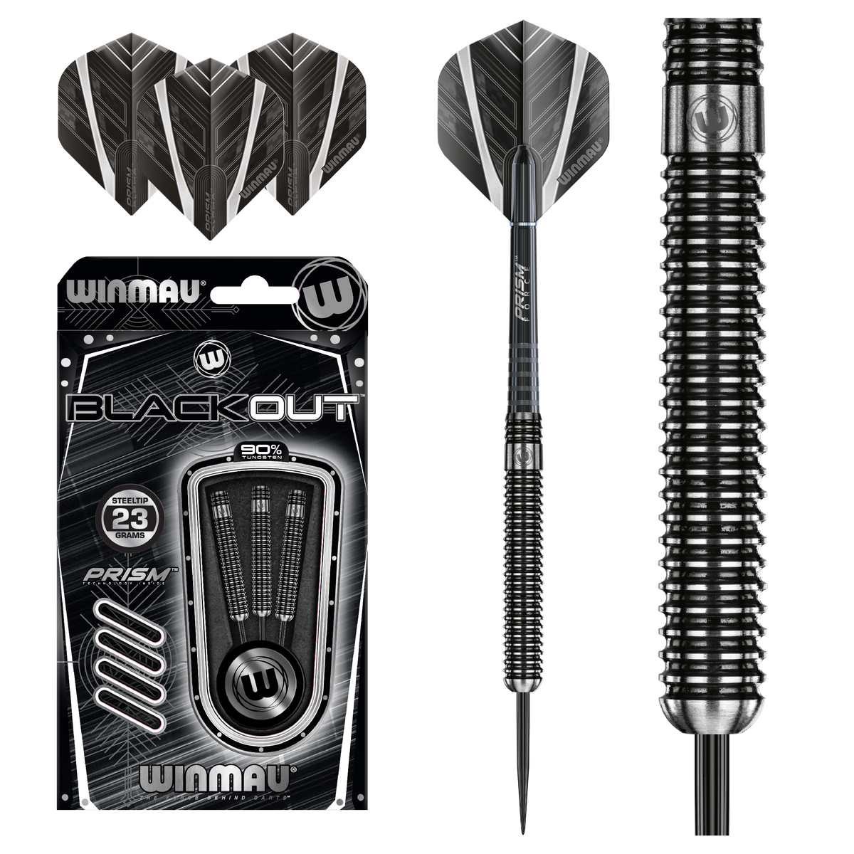 Winmau Blackout Darts - Stahlspitze - 90% Tungsten - Stil 2