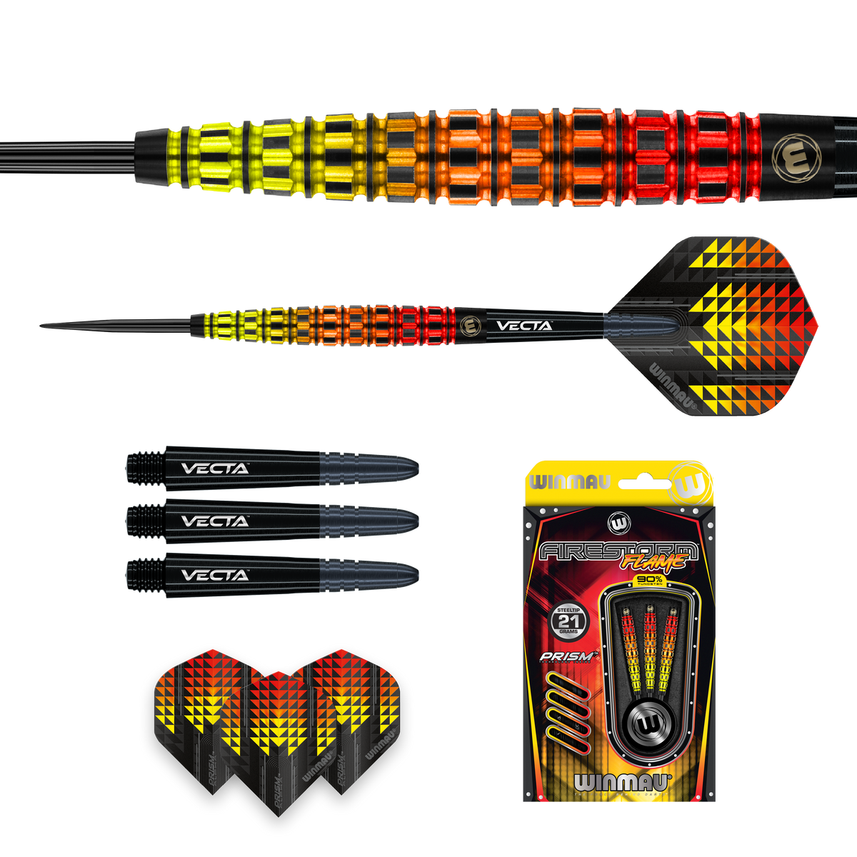 Winmau Firestorm Darts - Stahlspitze - 90% Tungsten - Flame 2