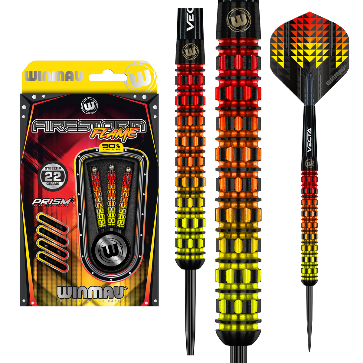 Winmau Firestorm Darts - Stahlspitze - 90% Tungsten - Flame 1
