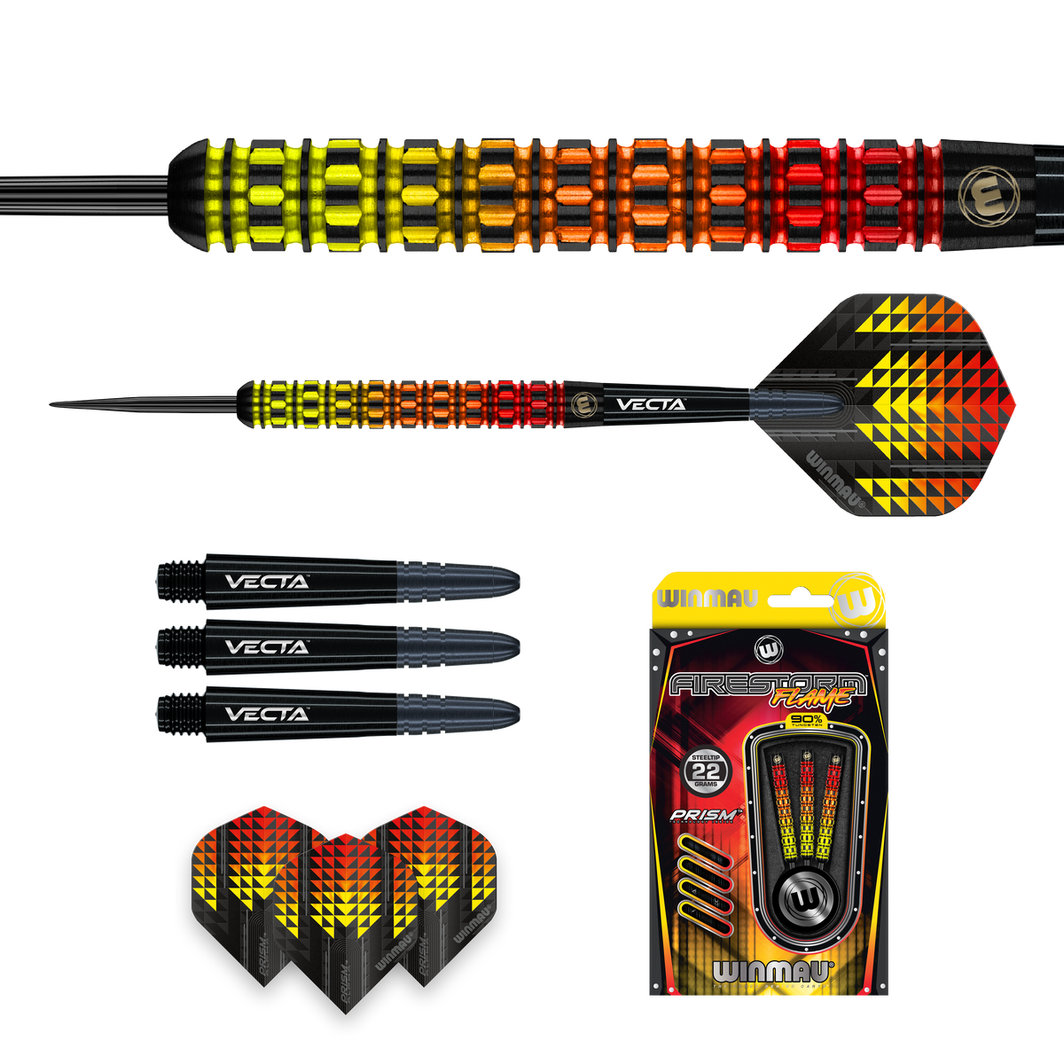 Winmau Firestorm Darts - Stahlspitze - 90% Tungsten - Flame 1