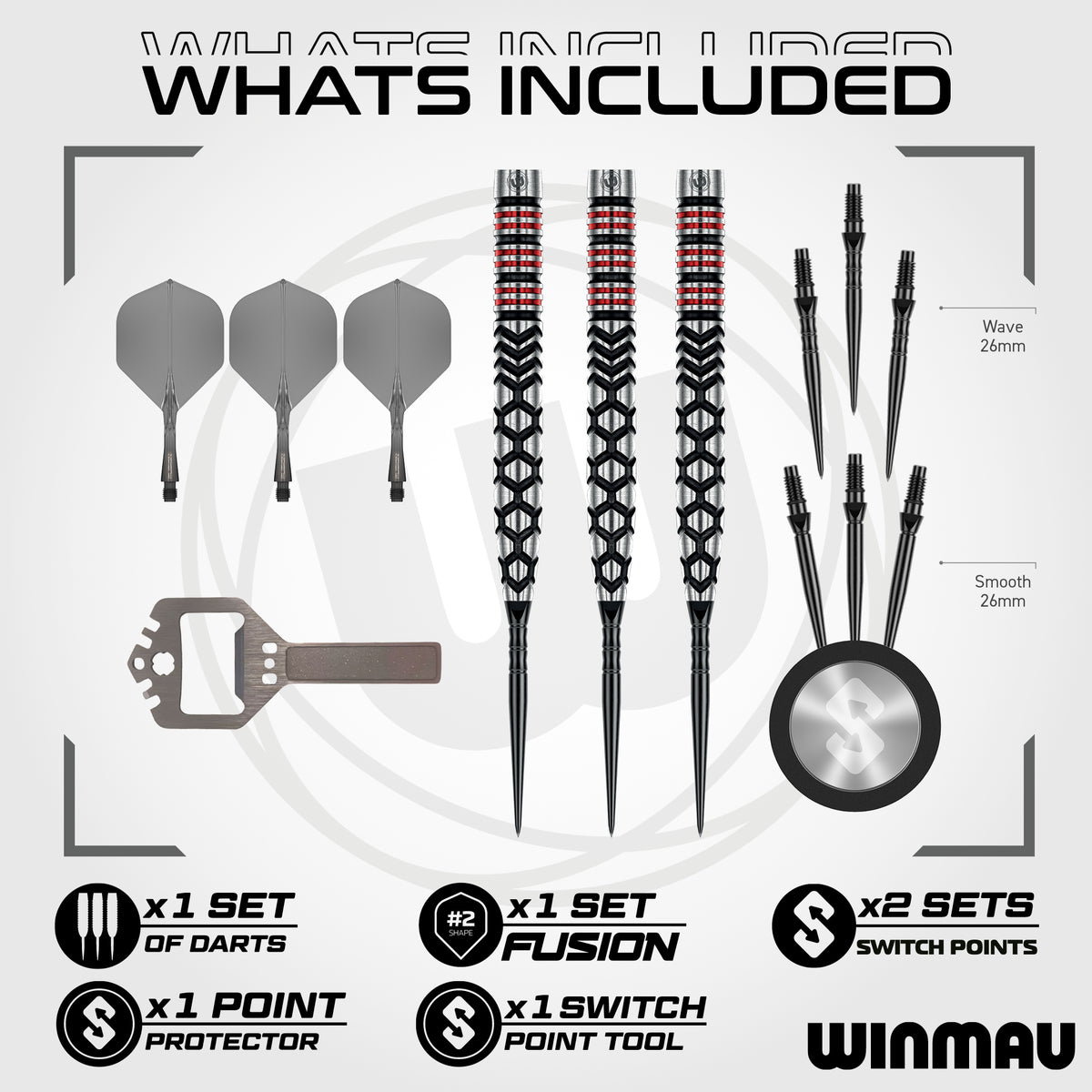 Winmau Fornax Switch Darts - Stahlspitze - 90% Tungsten - Verjüngt