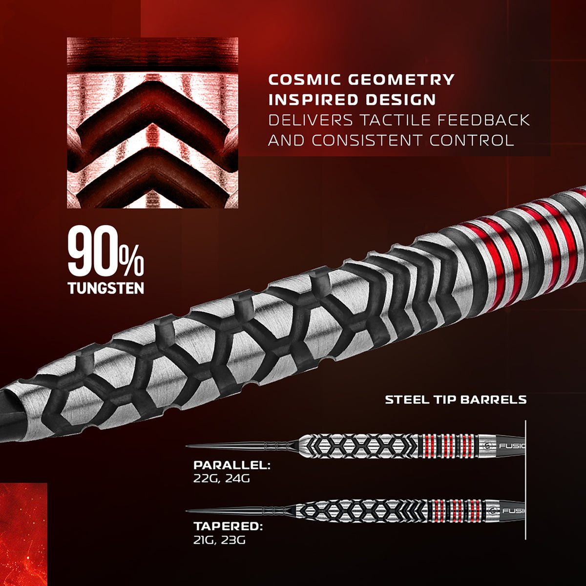 Winmau Fornax Switch Darts - Stahlspitze - 90% Tungsten - Verjüngt