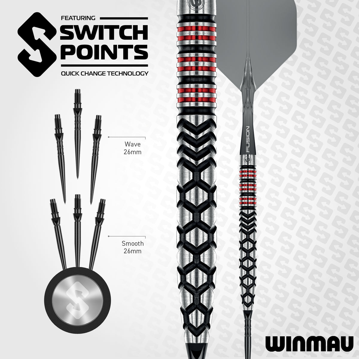 Winmau Fornax Switch Darts - Stahlspitze - 90% Tungsten - Verjüngt