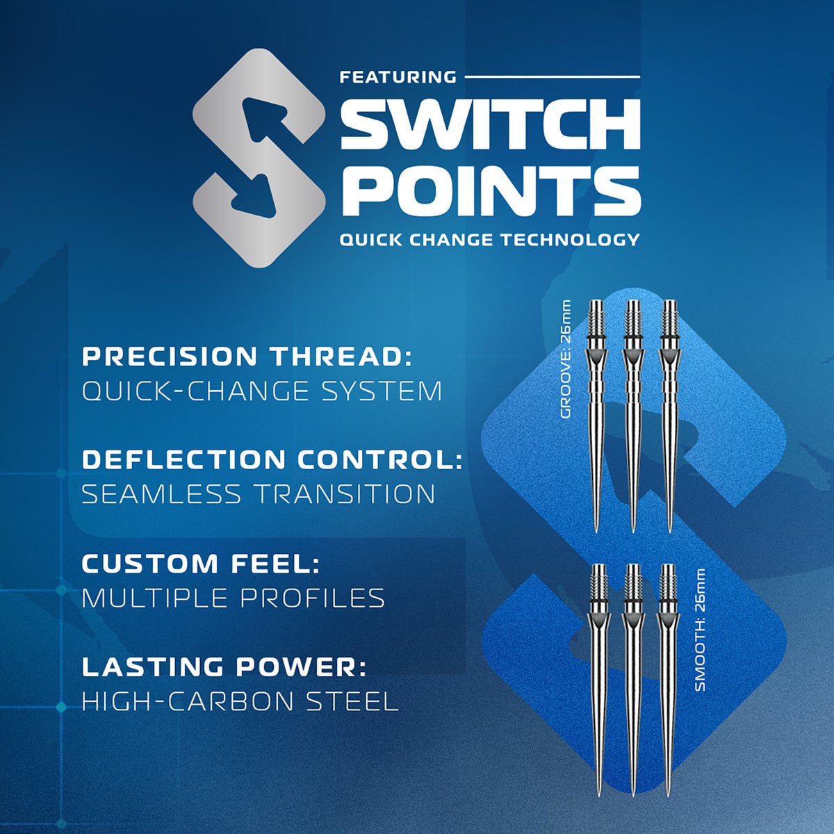 Winmau Lunaris Switch Darts - Stahlspitze - 90% Tungsten - Parallel