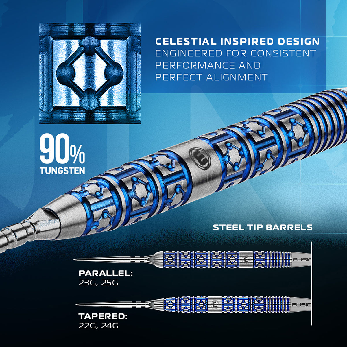 Winmau Lunaris Switch Darts - Stahlspitze - 90% Tungsten - Parallel