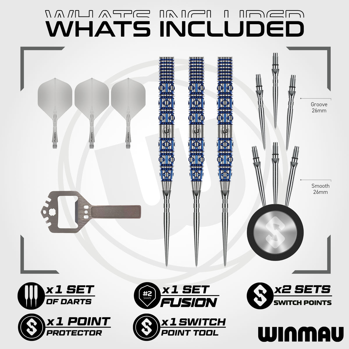 Winmau Lunaris Switch Darts - Stahlspitze - 90% Tungsten - Verjüngt