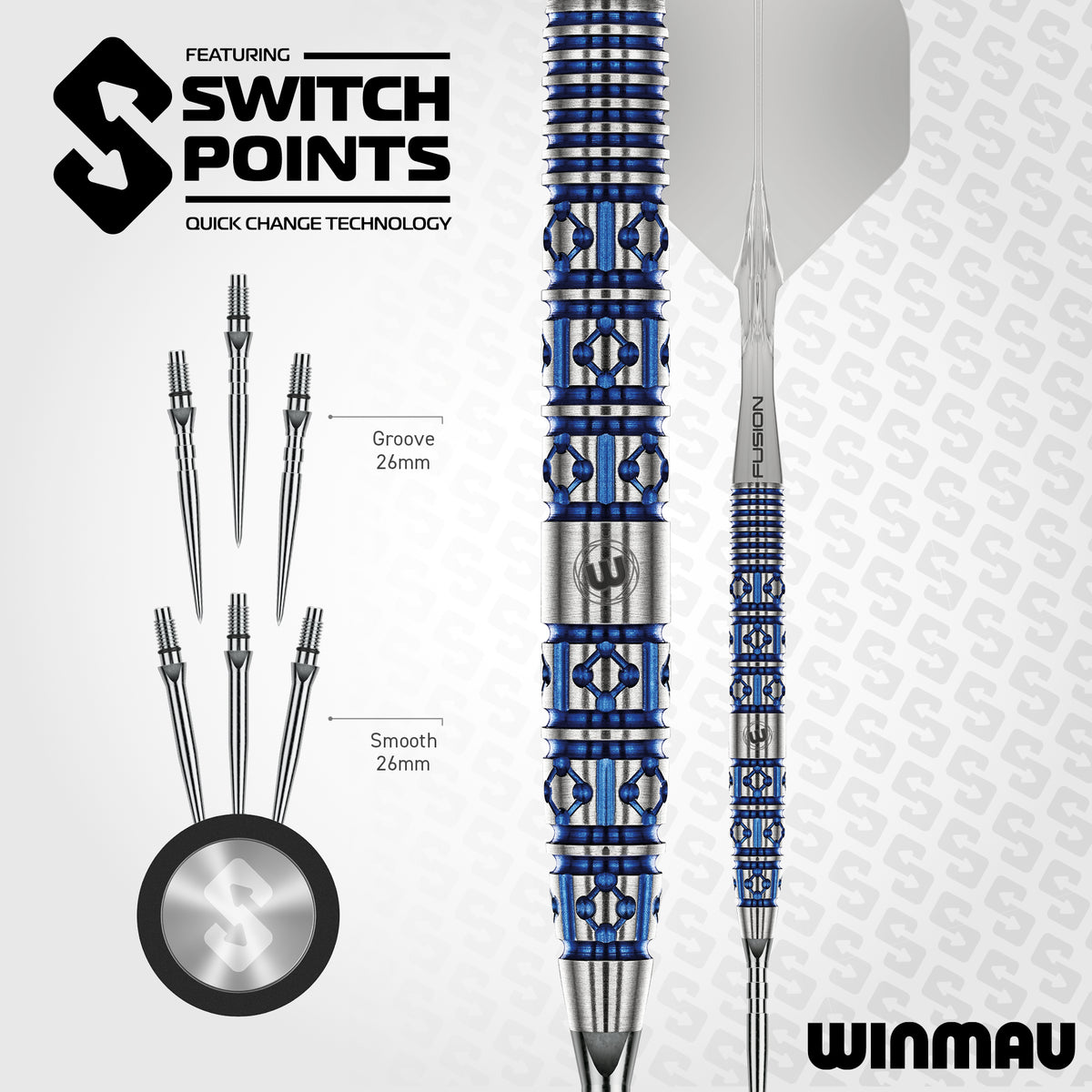 Winmau Lunaris Switch Darts - Stahlspitze - 90% Tungsten - Verjüngt