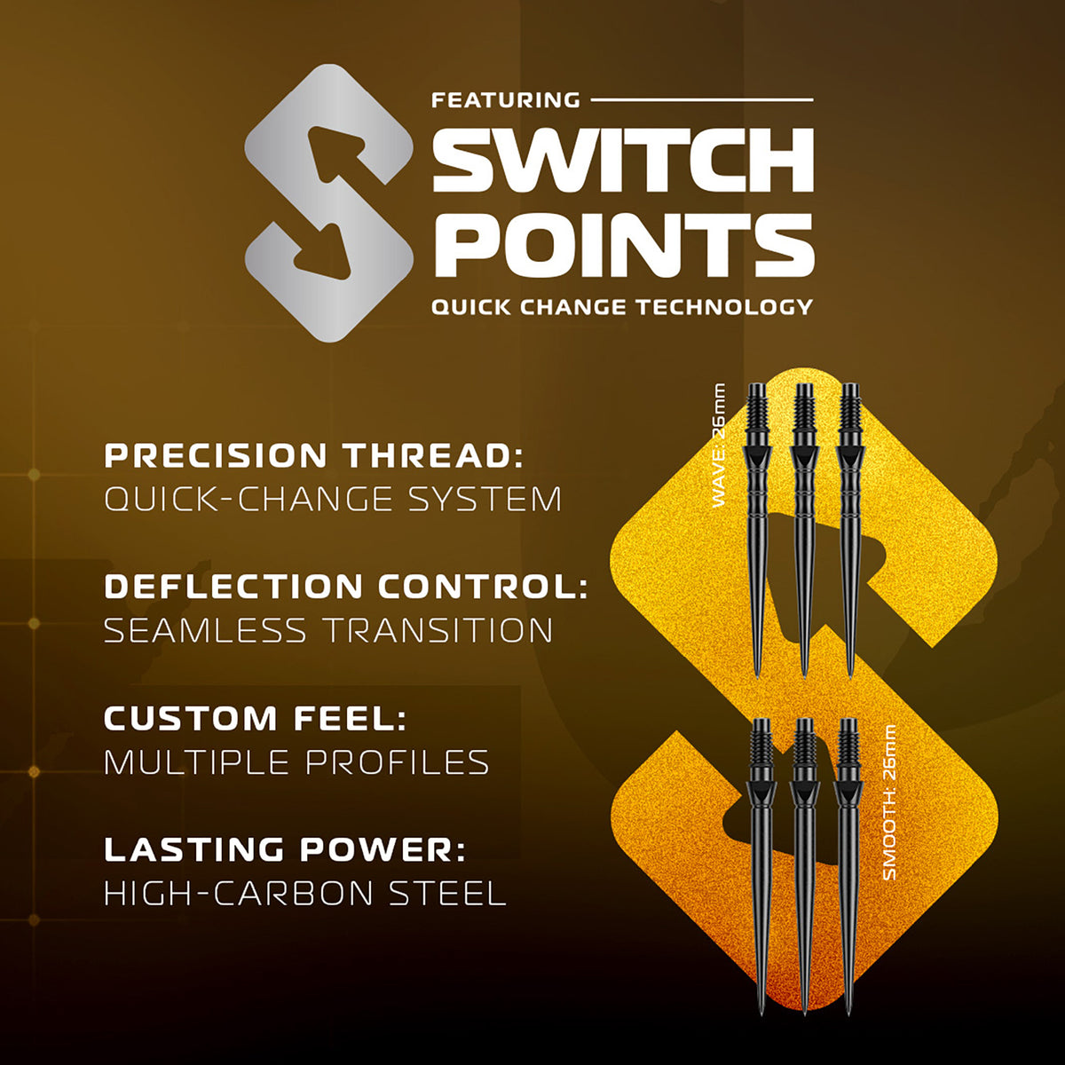 Winmau Exion Switch Darts - Stahlspitze - 90% Tungsten - Parallel