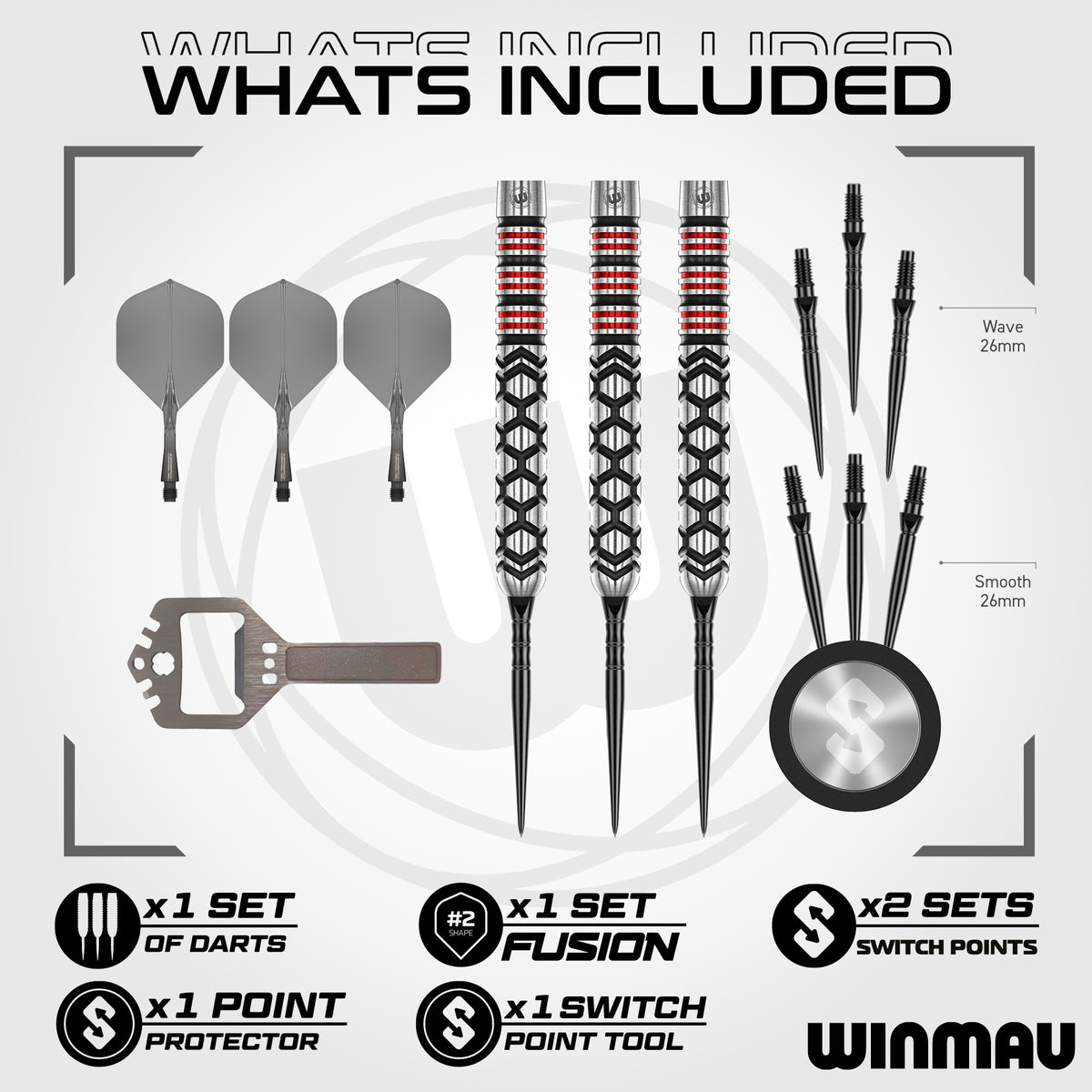 Winmau Fornax Switch Darts - Stahlspitze - 90% Tungsten - Parallel