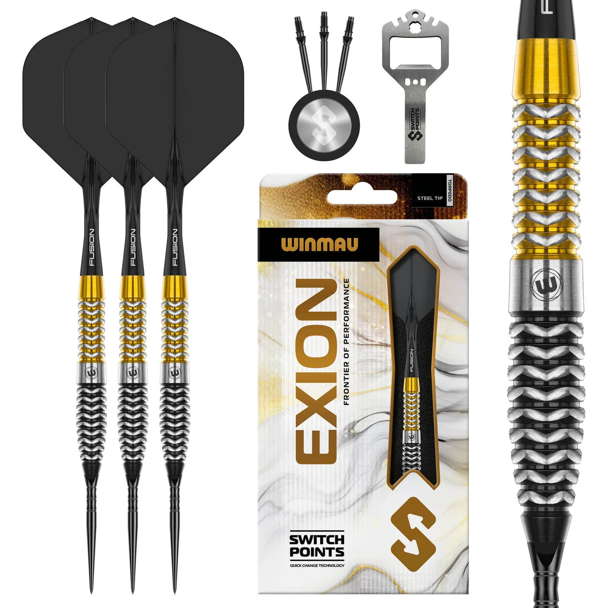 Winmau Exion Switch Darts - Stahlspitze - 90% Tungsten - Torpedo