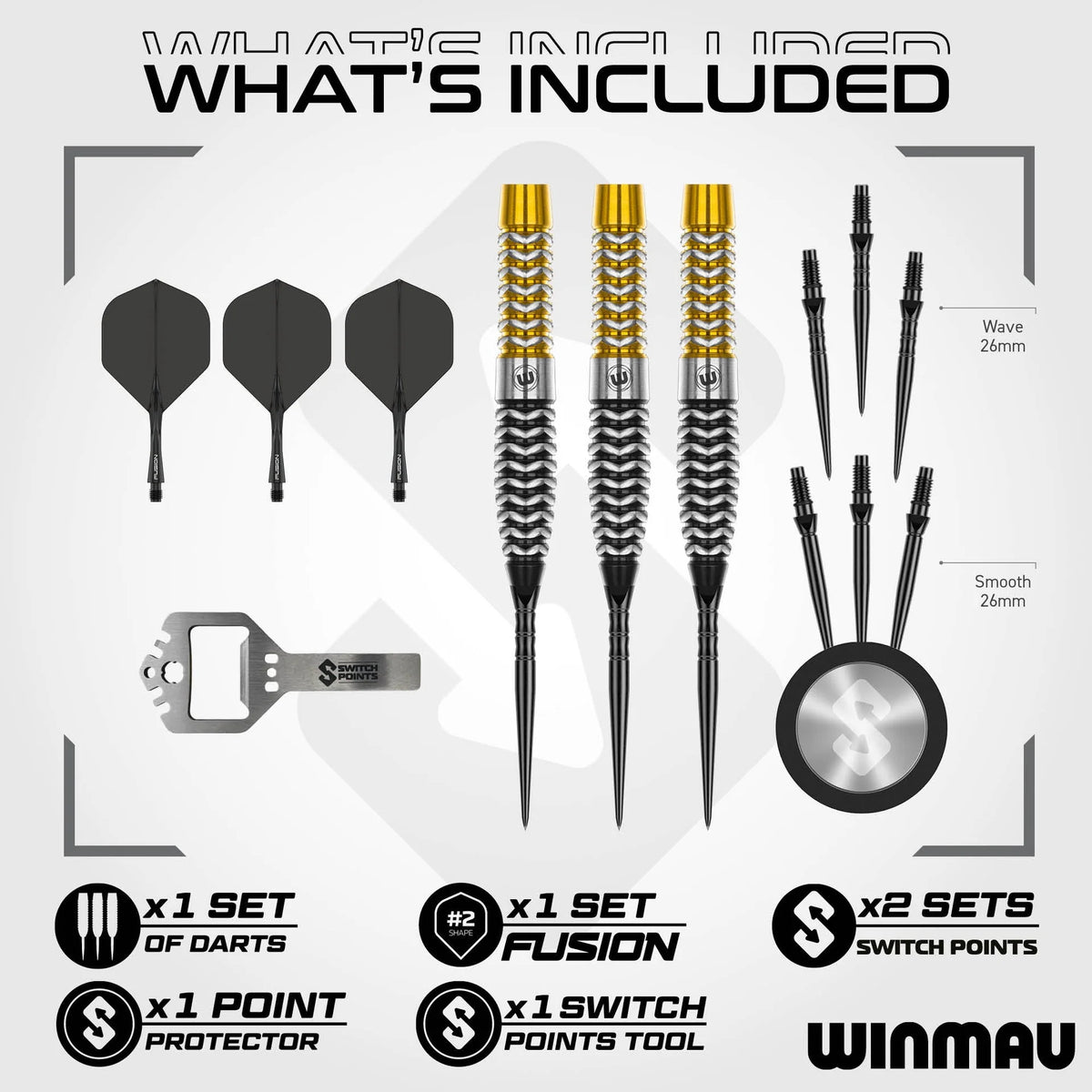 Winmau Exion Switch Darts - Stahlspitze - 90% Tungsten - Torpedo