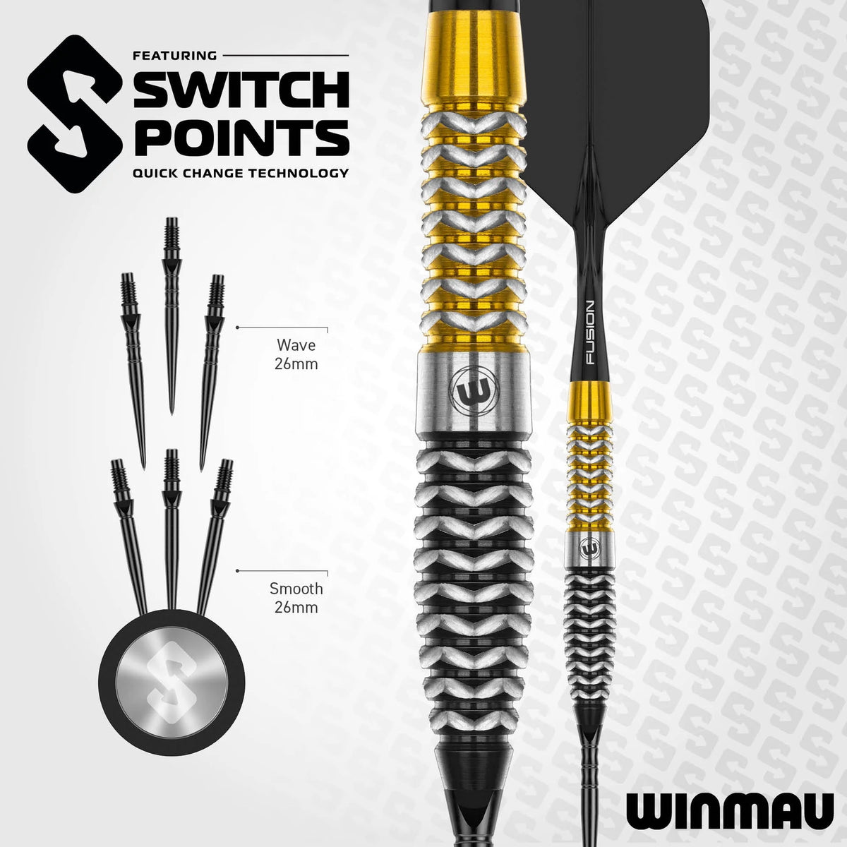 Winmau Exion Switch Darts - Stahlspitze - 90% Tungsten - Torpedo
