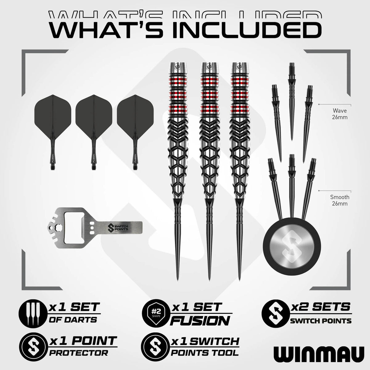 Winmau Fornax Switch Darts - Stahlspitze - 90% Tungsten - Torpedo