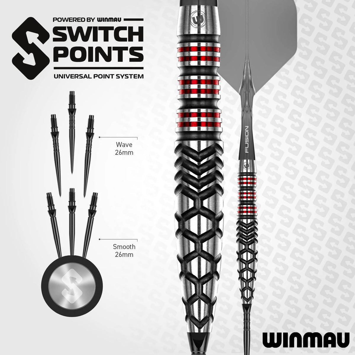 Winmau Fornax Switch Darts - Stahlspitze - 90% Tungsten - Torpedo