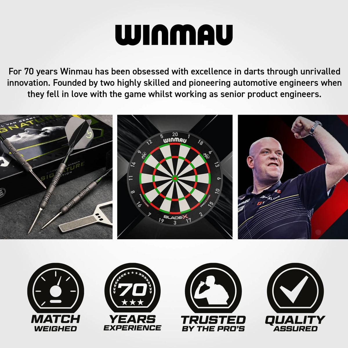 Winmau Michael van Gerwen Switch Darts - Stahlspitze - 90% Tungsten - Signature