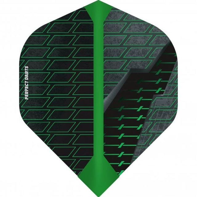 *Perfect Darts Flights - Extra Strong - No2 - Std - Black Grenade - Black & Green