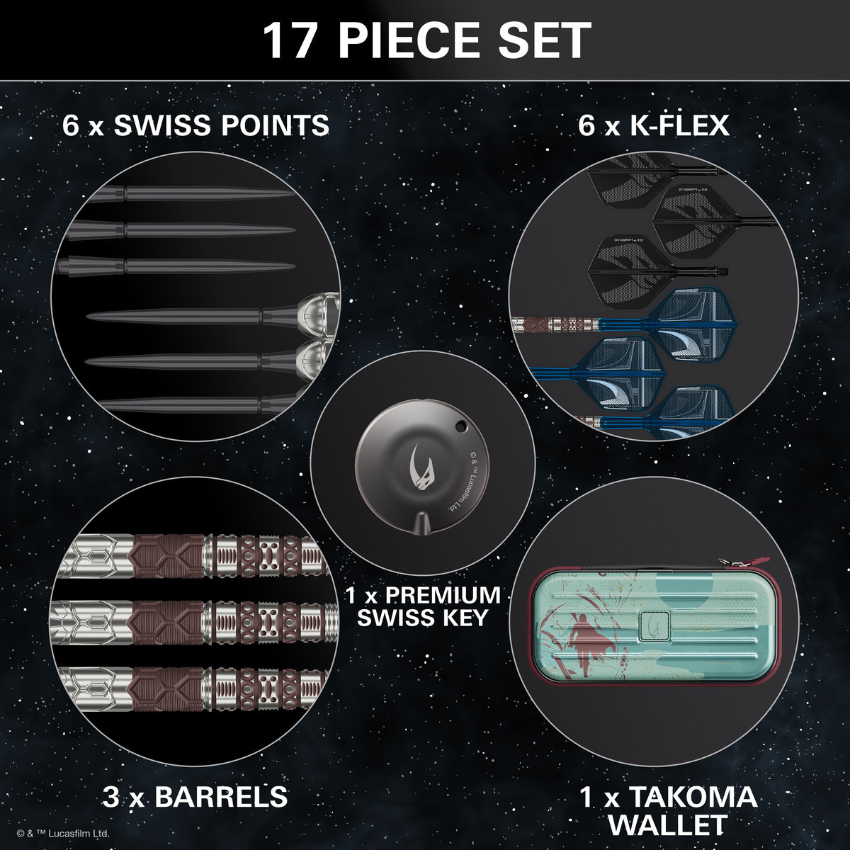 Target Star Wars Darts - Stahlspitze - 95% Tungsten - Der Mandalorianer