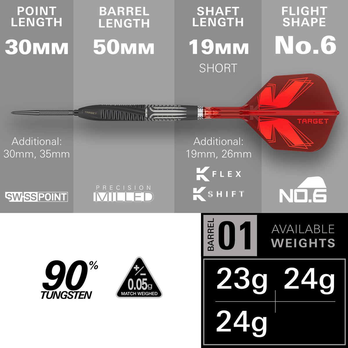 Target Shift Darts - Stahlspitze - 90% Tungsten