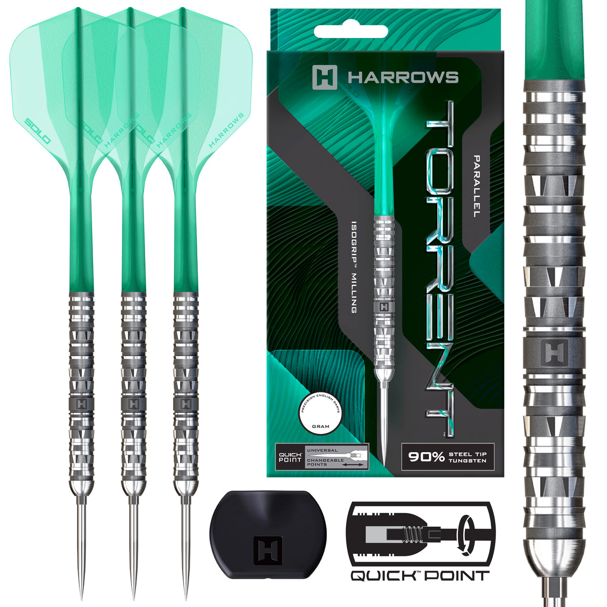 Harrows Torrent Darts - Stahlspitze - 90% Tungsten - Parallel