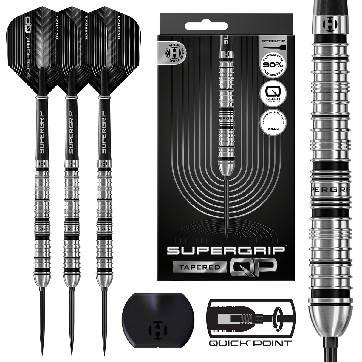 Harrows Supergrip QP Darts - Stahlspitze - 90% Tungsten