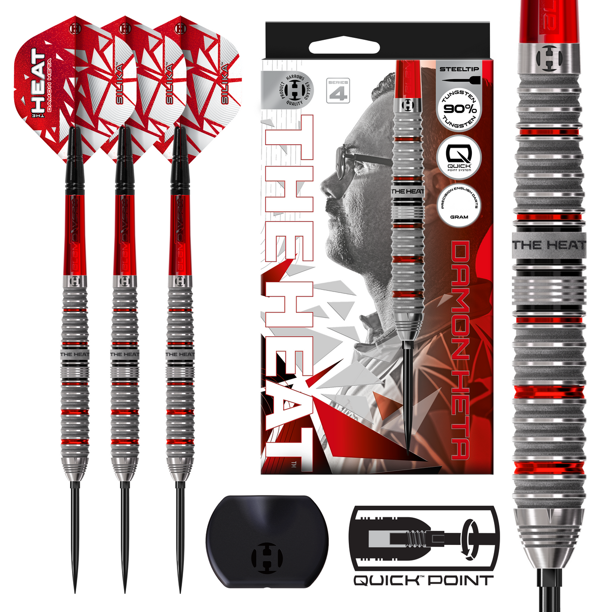 Harrows Damon Heta Darts - Stahlspitze - 90% Tungsten - Serie 4