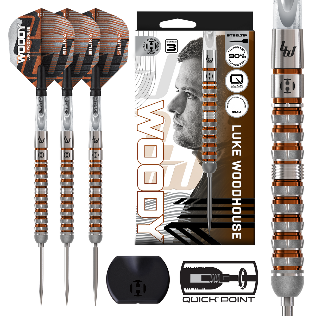 Harrows Luke Woodhouse Darts - Stahlspitze - 90% Tungsten - Serie 3