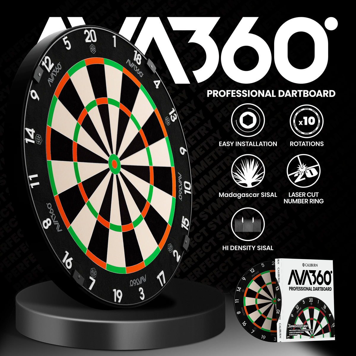 Caliburn AVA360 Dartboard - Professionell - Ultra Dünne Verdrahtung
