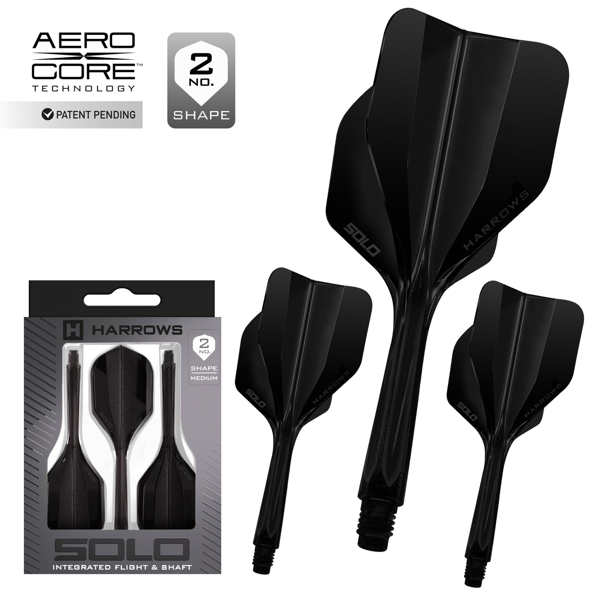 Harrows Solo 2 Dart Flights - Formgepresster Schaft & Flight