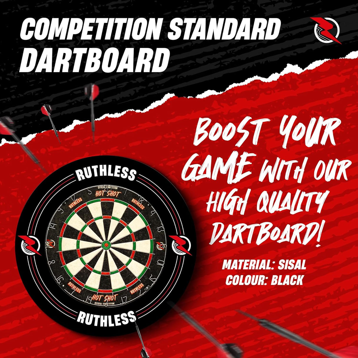 Ruthless Hotshot Home Darts Centre – HDC – inkl. Dartscheibe, Surround und 2 Dart-Sets
