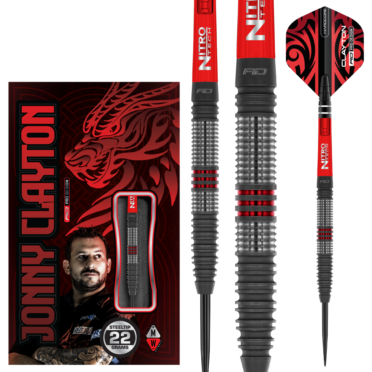Red Dragon Jonny Clayton Darts - Stahlspitze - 90% Tungsten - Hiraeth