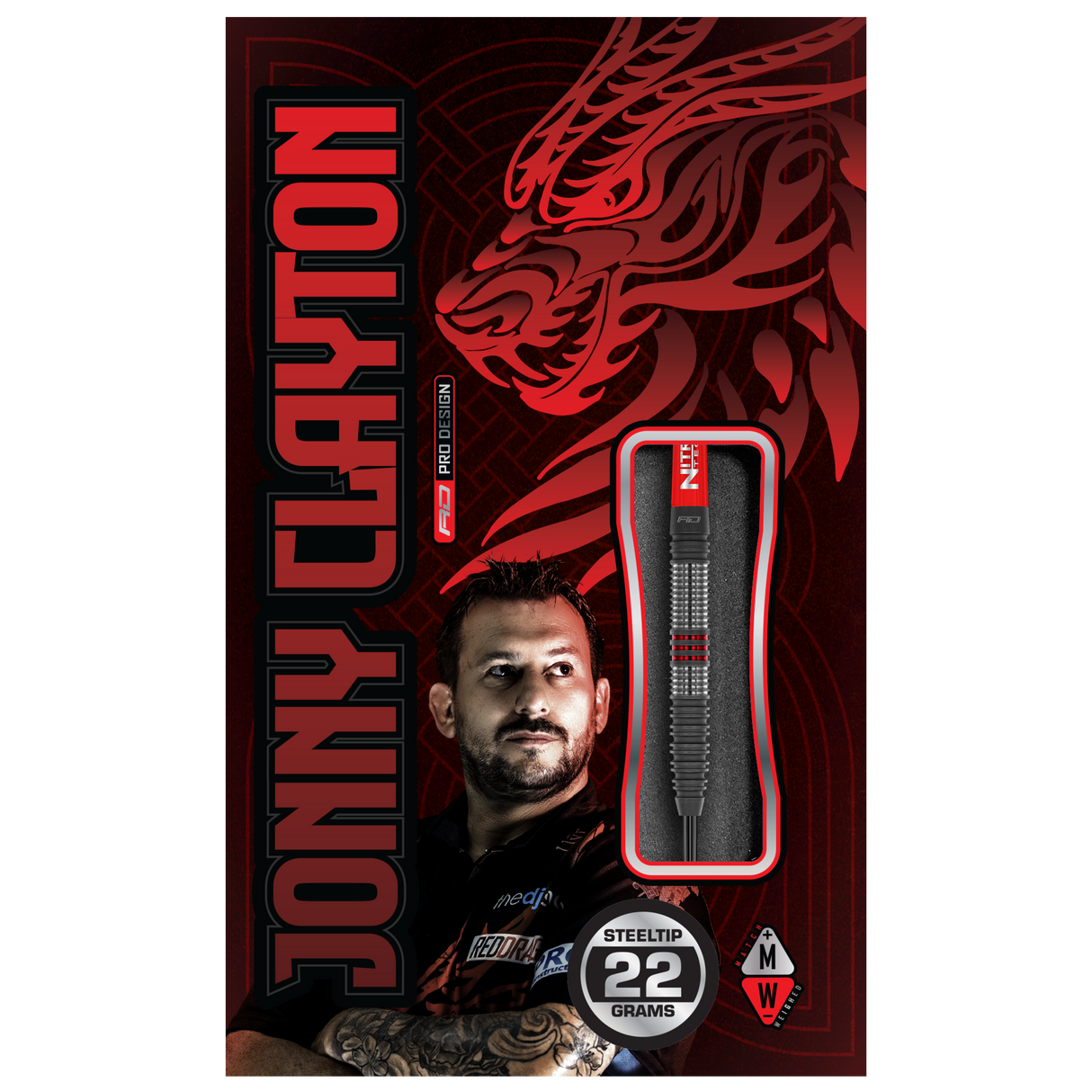 Red Dragon Jonny Clayton Darts - Stahlspitze - 90% Tungsten - Hiraeth