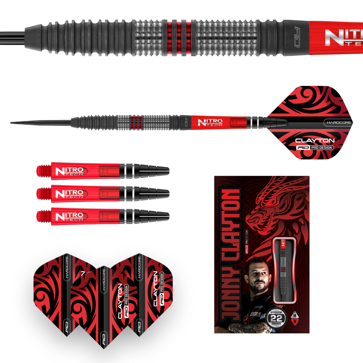 Red Dragon Jonny Clayton Darts - Stahlspitze - 90% Tungsten - Hiraeth