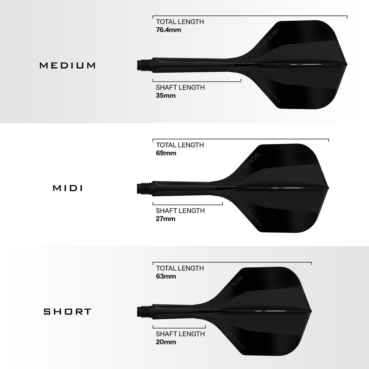 Harrows Solo 2 Dart Flights - Formgepresster Schaft & Flight