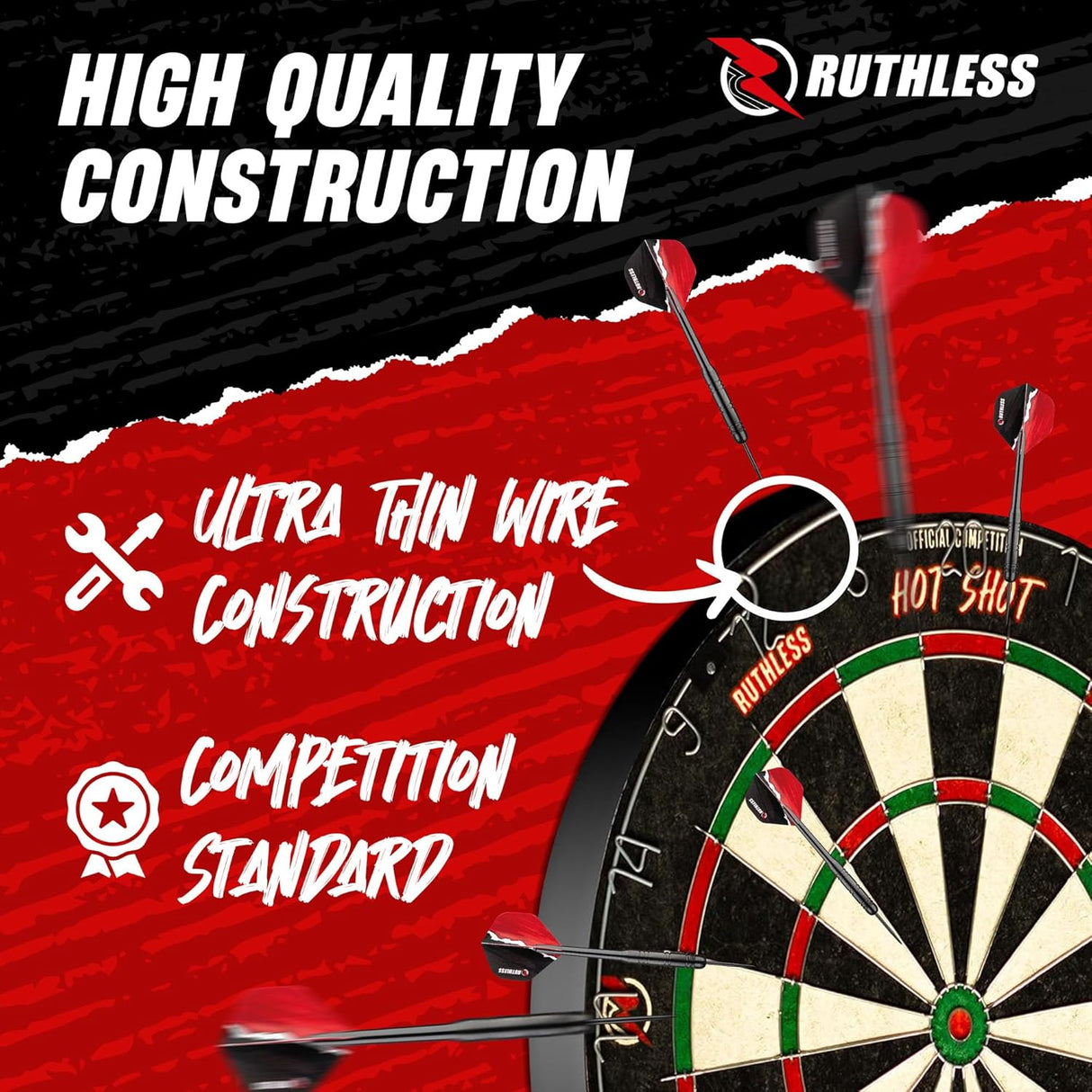 Ruthless Hotshot Home Darts Centre – HDC – inkl. Dartscheibe, Surround und 2 Dart-Sets