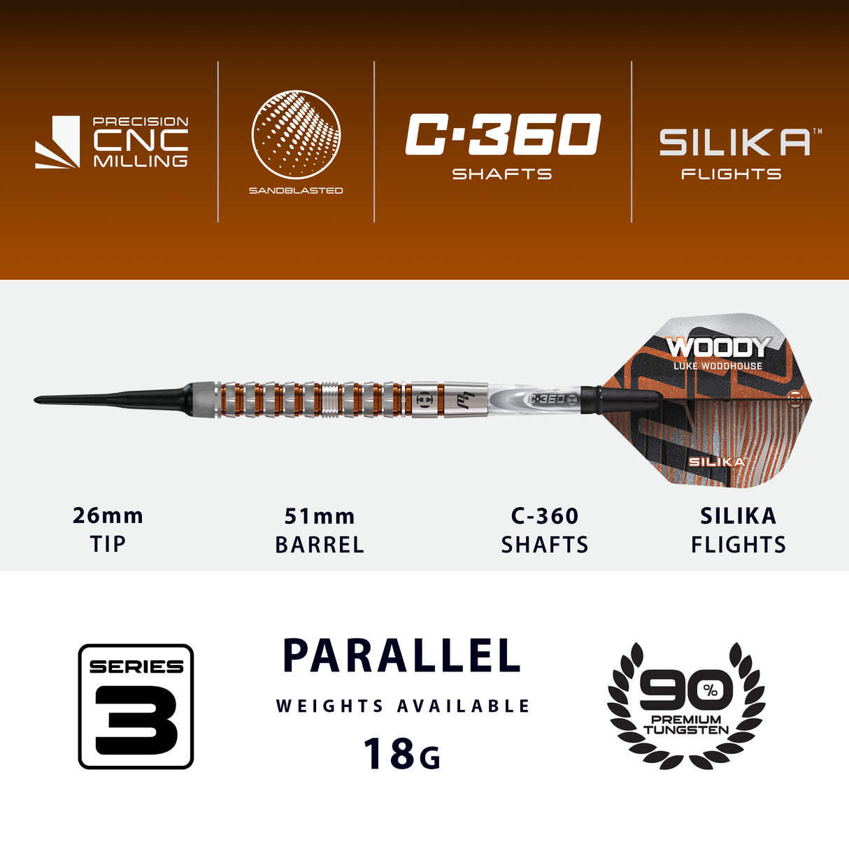 Harrows Luke Woodhouse Darts - Welche Spitze - 90% Tungsten - Serie 3