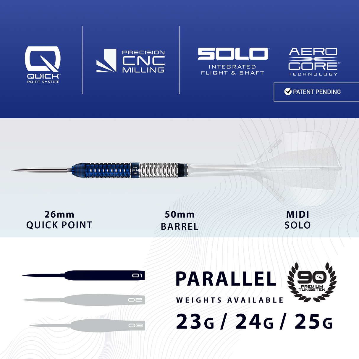 Harrows Geo Darts - Stahlspitze - 90% Tungsten - Geo 01