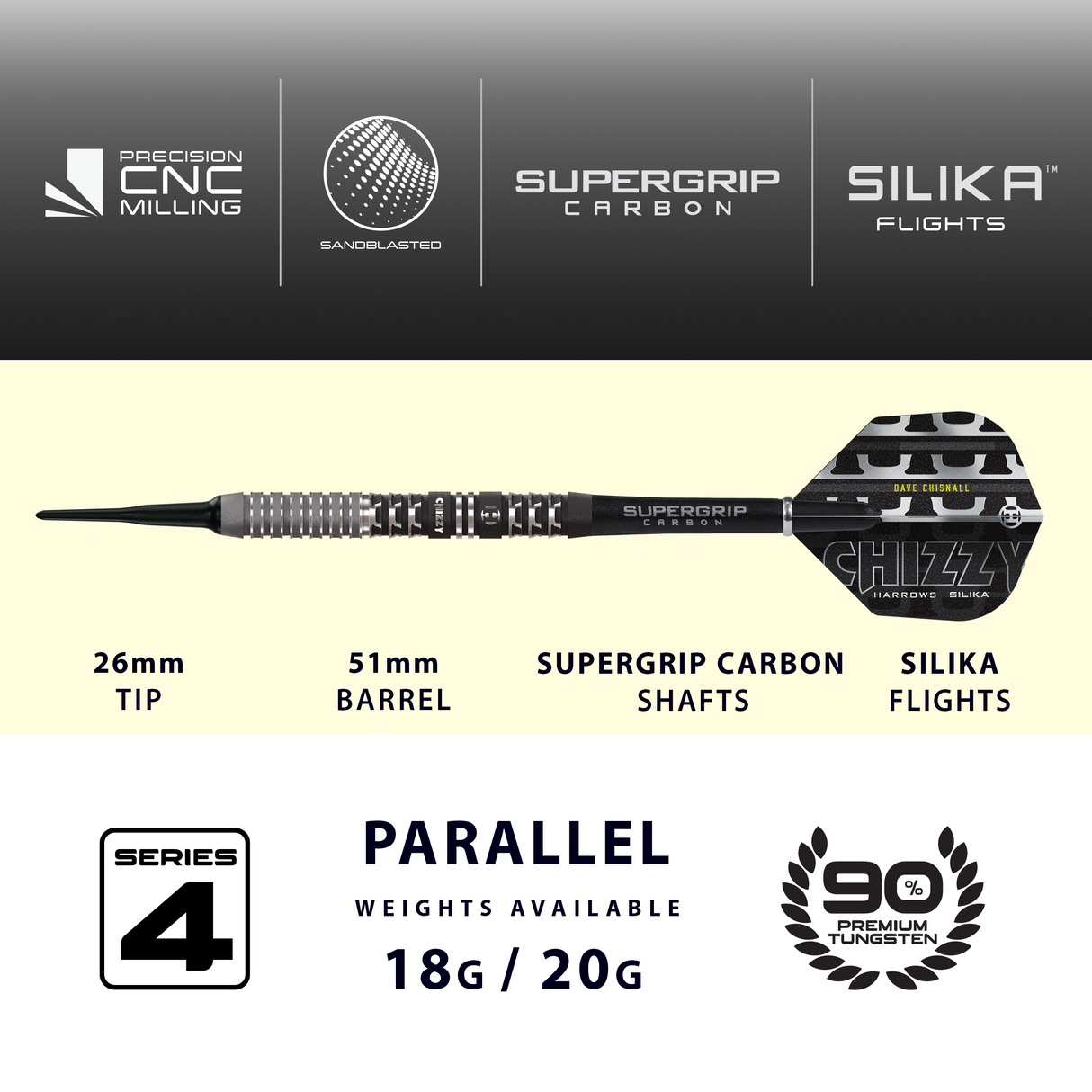 Harrows Dave Chisnall Darts - Welche Spitze - 90% Tungsten - Serie 4